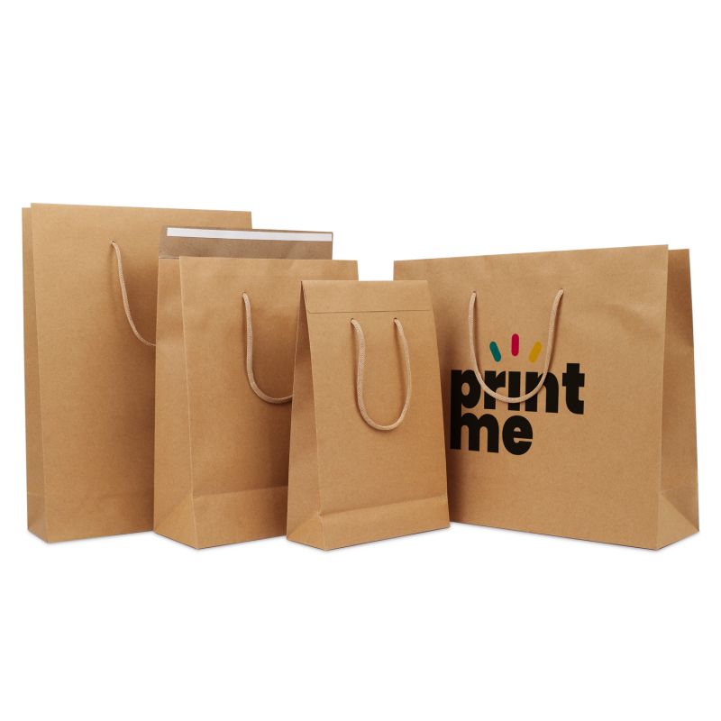 Luxury Carrier Bags with a flap 20+8x32cm Brown (100 pcs) [FP-DPK146]