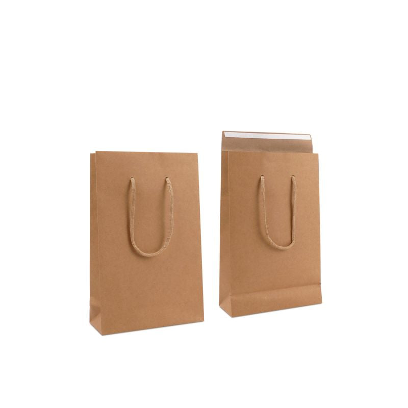Luxury Carrier Bags with a flap 20+8x32cm Brown (100 pcs) [FP-DPK146]