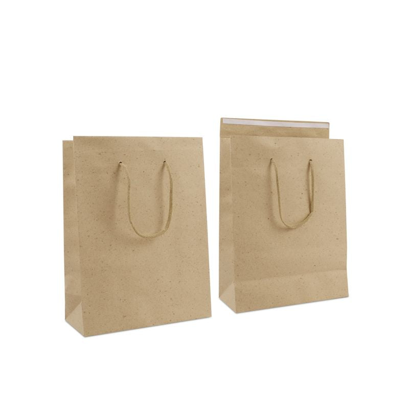 Luxury Carrier Bags with a flap 26+12x35cm Brown grey (100 pcs) [FP-DPK149]