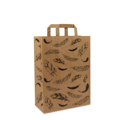 Kraft Carrier Bags Feathers 26+12x35cm Brown FSC®-certified (250 pcs) [FP-DPL051]
