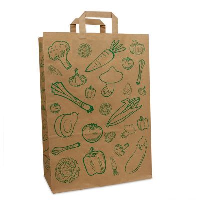 Kraft Carrier Bags Vegetables 32+16x45cm Brown FSC®-certified (250 pcs) [FP-DPL056]