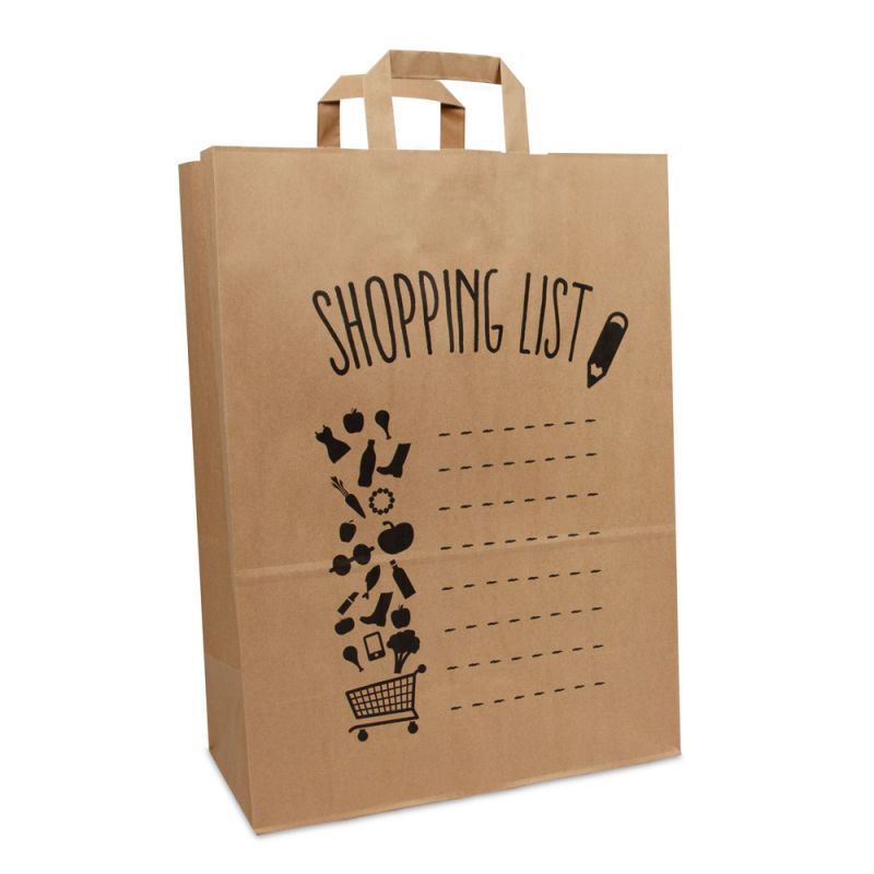 Kraft Carrier Bags Shopping list 32+17x44cm Brown (250 pcs) [FP-DPL059]