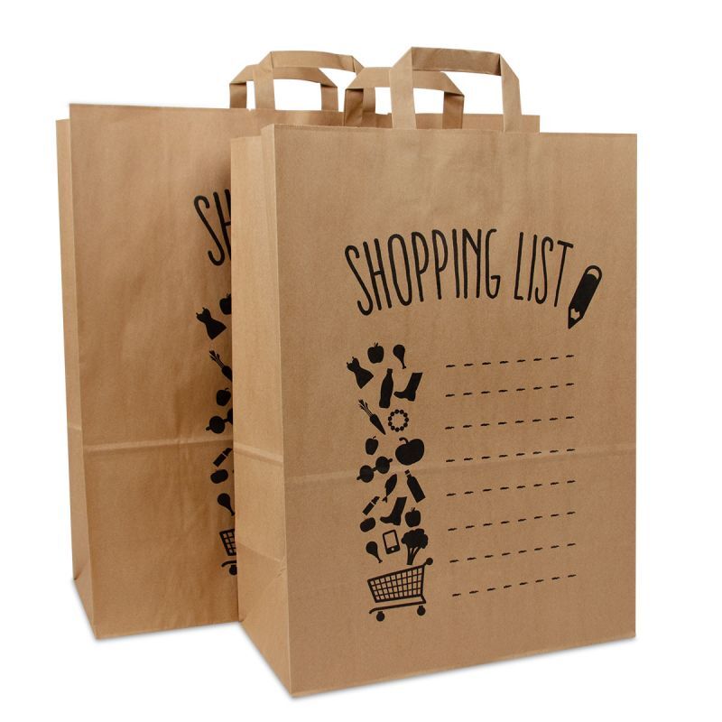 Kraft Carrier Bags Shopping list 45+17x47cm Brown (150 pcs) [FP-DPL060]