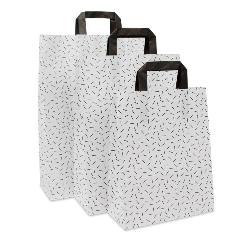 Kraft Carrier Bags Sprinkle 32+12x40cm White (250 pcs) [FP-DPL074]
