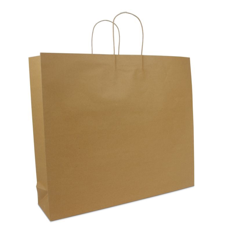 Carrier Bags Brown 54+13x46cm + Twisted Handles + Cardboard Base (100 pcs) [FP-DPT005]