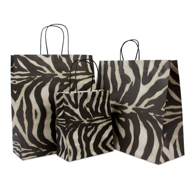 Twisted Carrier Bags 22+10x26cm Zebra (200 pcs) [FP-DPT025]