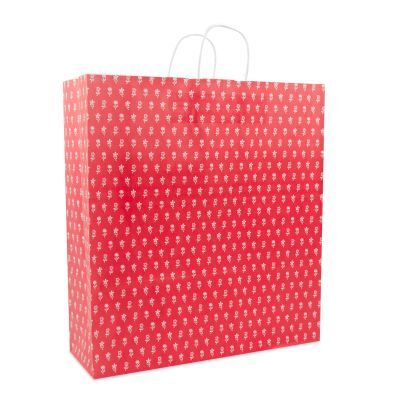 Twisted Carrier Bags Flowers 45+15x49cm Red (150 pcs) [FP-DPT085]