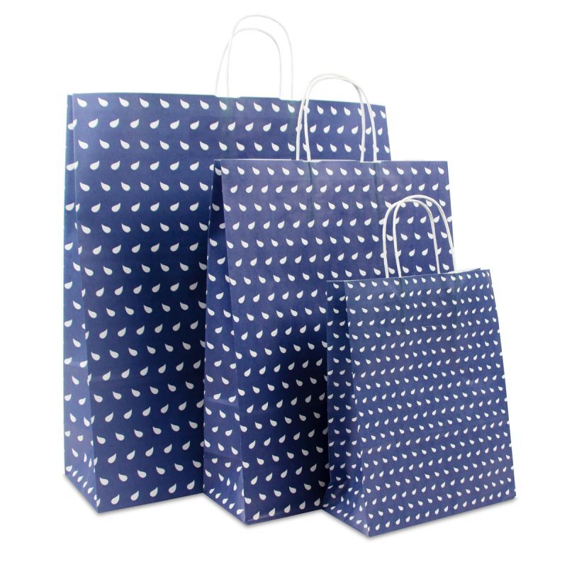 Twisted Carrier Bags Wave 32+12x41cm Dark Blue (250 pcs) [FP-DPT087]