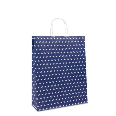 Twisted Carrier Bags Wave 32+12x41cm Dark Blue (250 pcs) [FP-DPT087]