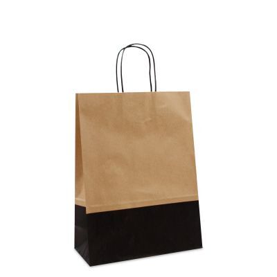 Twisted Carrier Bags Brown/Black duotone 26+12x35cm (250 pcs) [FP-DPT105]