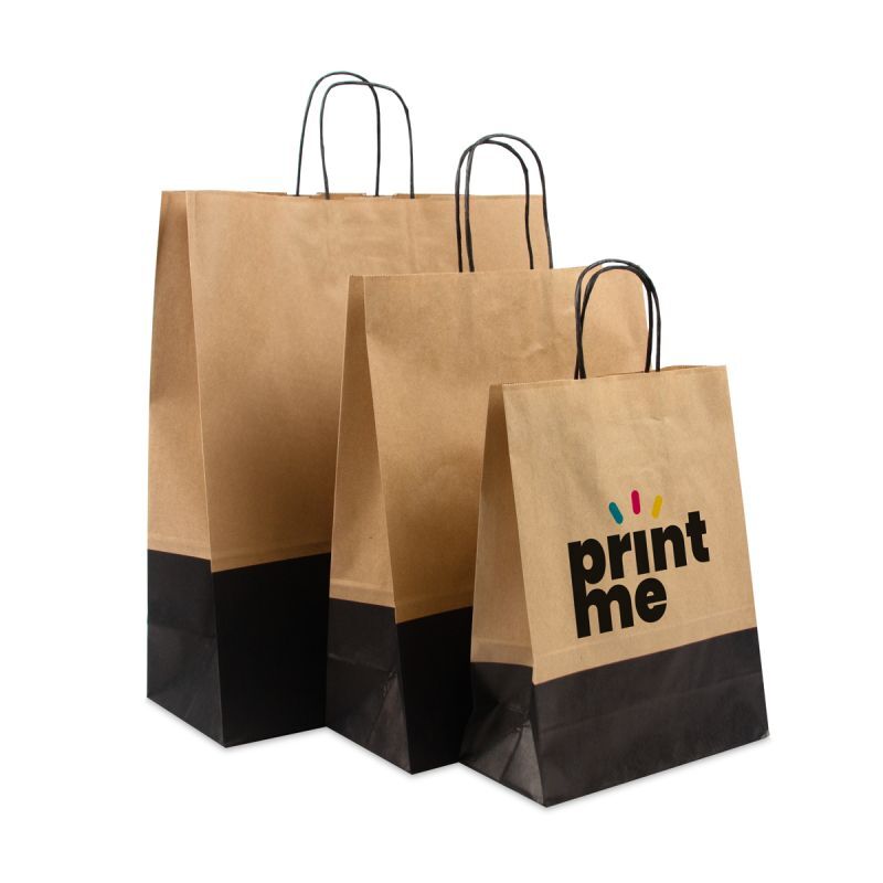 Twisted Carrier Bags Brown/Black duotone 35+14x41cm (250 pcs) [FP-DPT106]