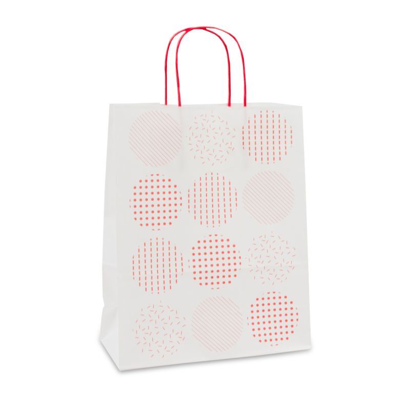 Twisted Carrier Bags Circles 22+10x28cm White (250 pcs) [FP-DPT109]