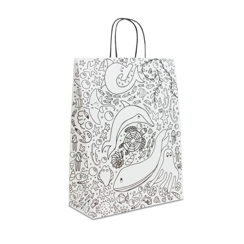 Twisted Carrier Bags Drawing 26+12x35cm White (250 pcs) [FP-DPT111]