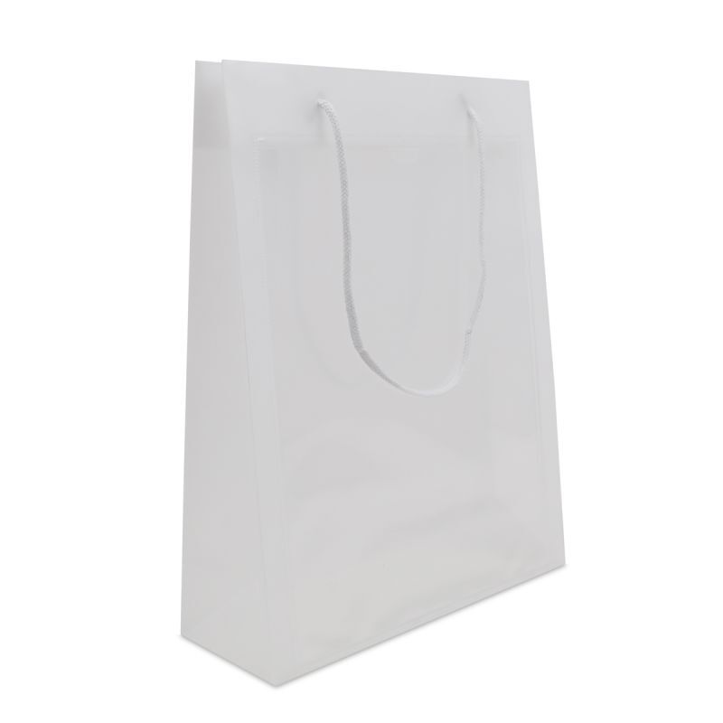 Luxury Plastic Carrier Bags with an A4 window 26+10x36cm Semi-transparent (100 pcs) [FP-DQC021]