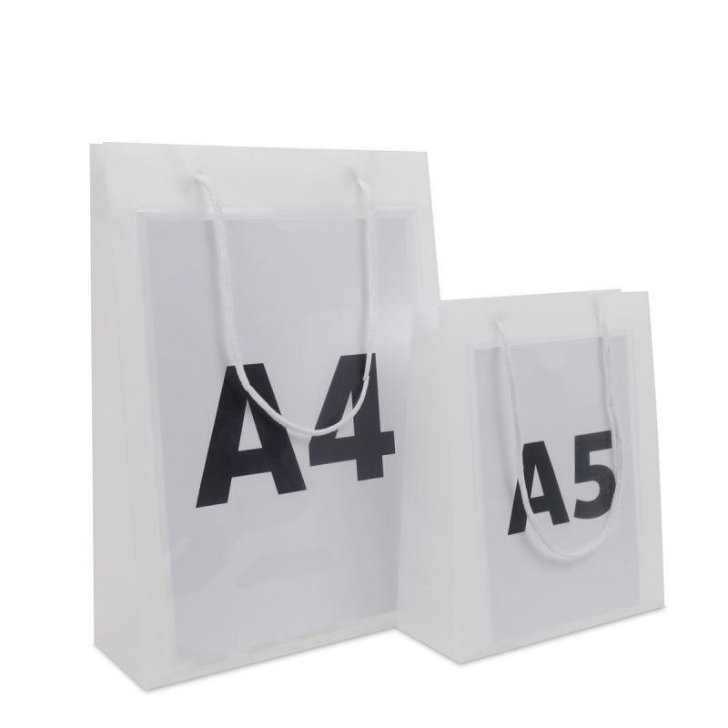 Luxury Plastic Carrier Bags with an A4 window 26+10x36cm Semi-transparent (100 pcs) [FP-DQC021]