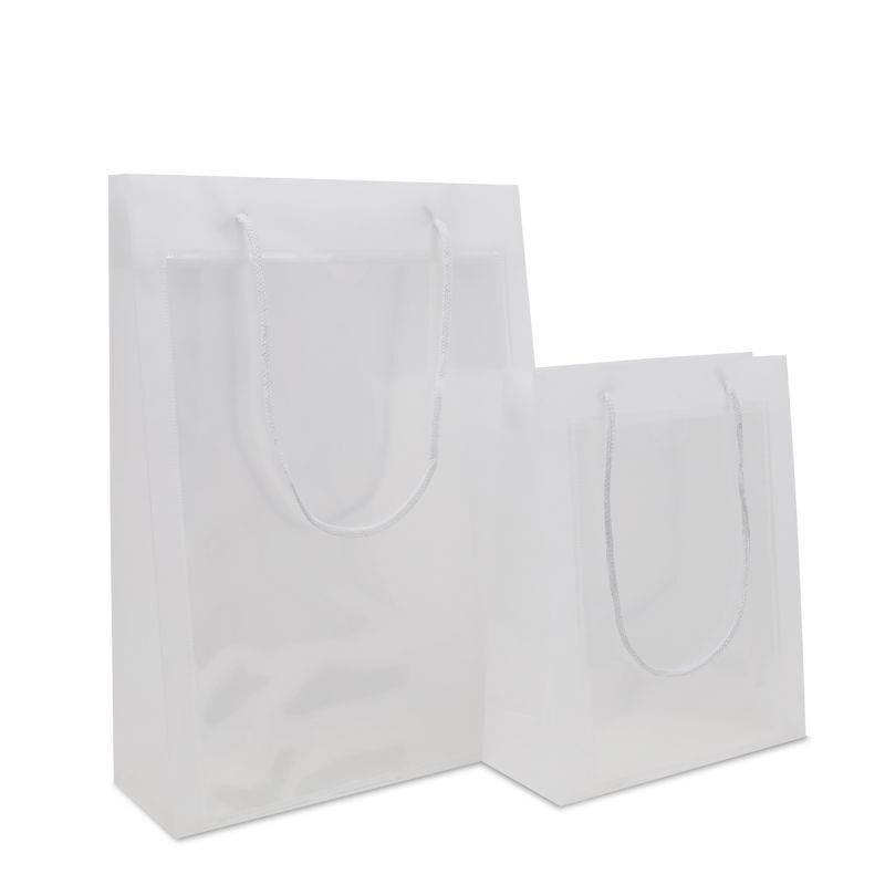 Luxury Plastic Carrier Bags with an A4 window 26+10x36cm Semi-transparent (100 pcs) [FP-DQC021]