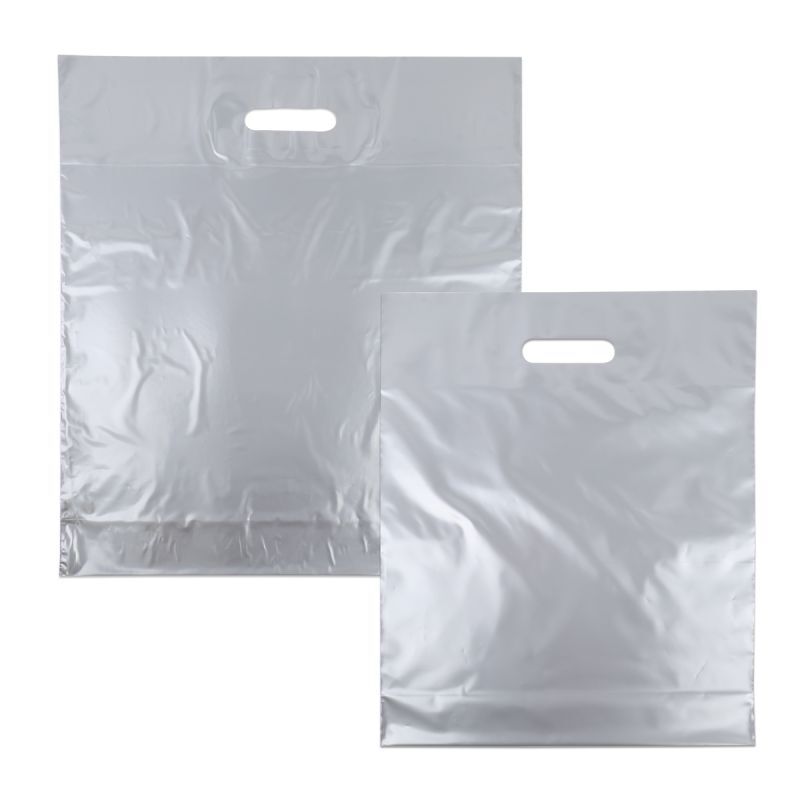 Plastic Carrier Bags 35x44+2x4cm Silver (500 pcs) [FP-DQU012]