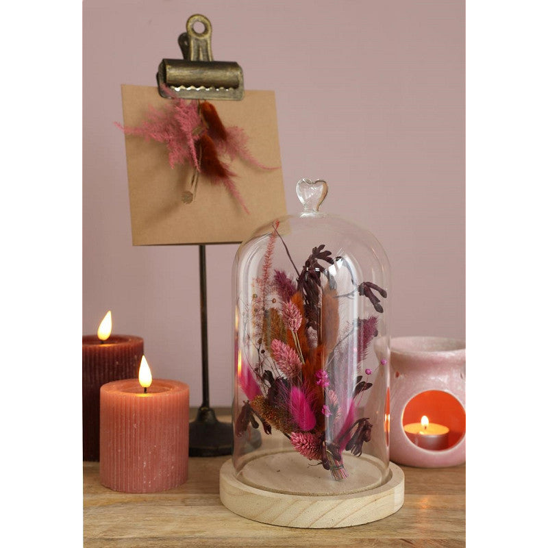 Bell Jar Heart Wood Base Ø14 h.24 cm (1 pcs) [IFS-29364]