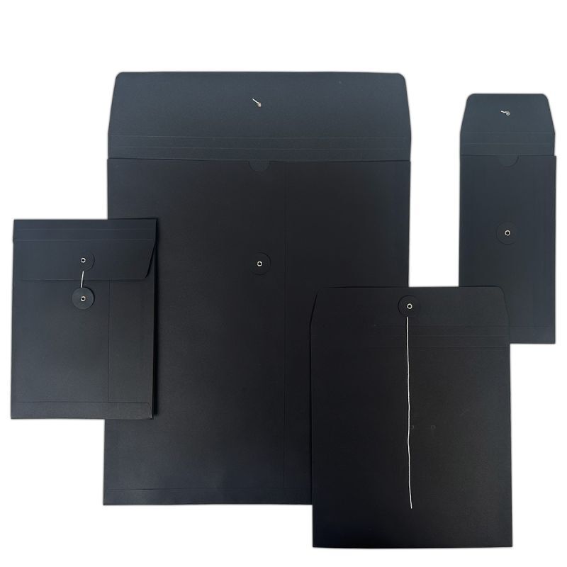 Paper invoice holders with a Japanese-style fastening 16,5x23+2x1,25cm Black (100 pcs) [FP-JGB010]