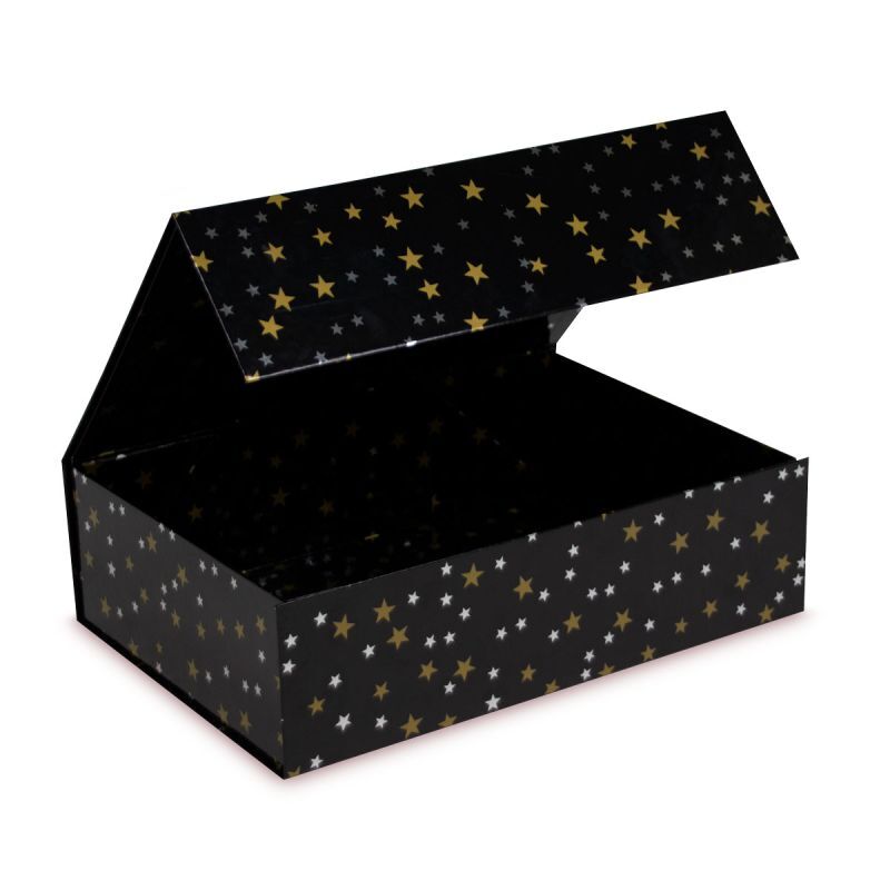 Christmas magnetic boxes - Stars 35x25x10cm Black (25 pcs) [FP-KDS002]
