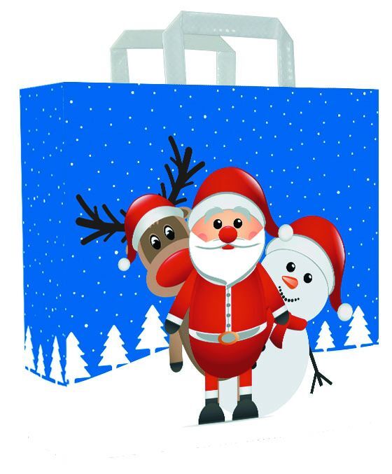 Paper Christmas bags - Christmas Friends 26+12x35cm White (250 pcs) [FP-KDT031]