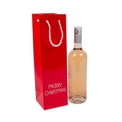 Paper Carrier Bags Merry Christmas 10+10x35cm Red (100 pcs) [FP-TOP992]