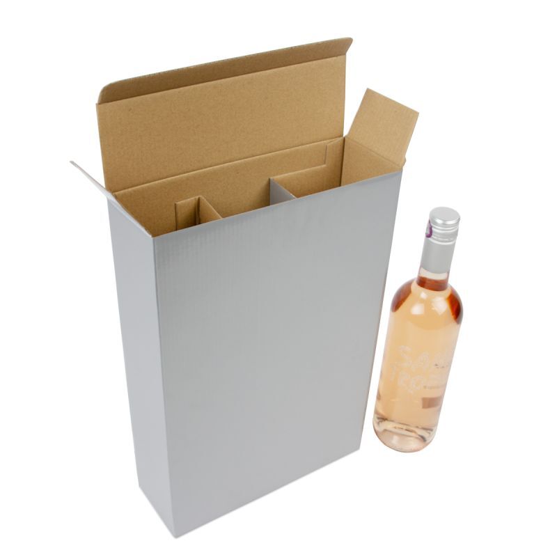 Cardboard wine bottle boxes 24x8x36cm Silver (30 pcs) [FP-VWL006]
