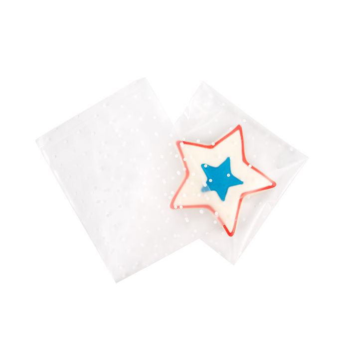 Frosted Plastic Bags 12,7x12,7 cm with Dots Peal and Seal (100 pieces) [B55FD]