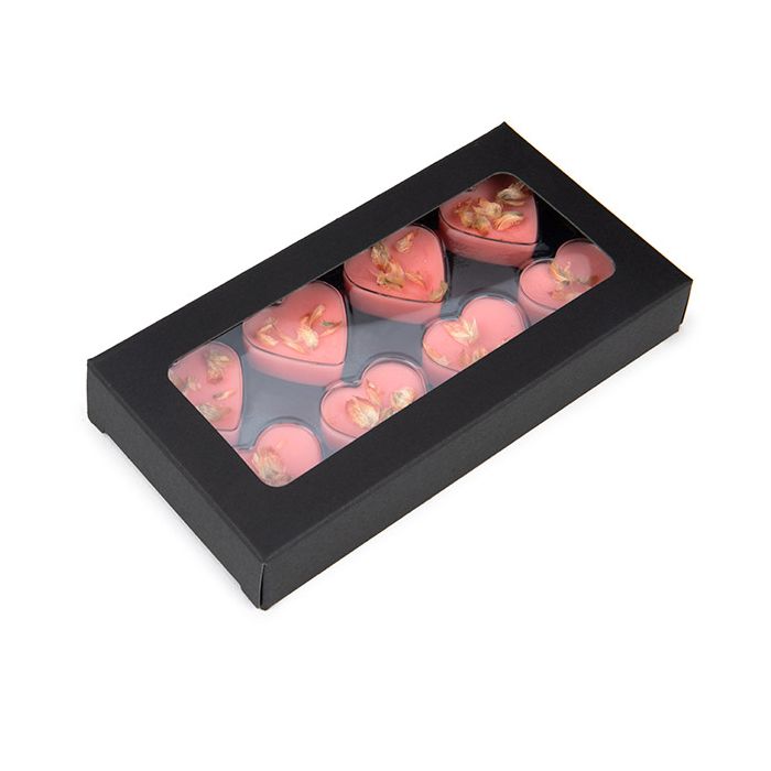 Black Kraft Artisan Candy Box Set, Heart Insert 7x2.1x13.8 cm (25 pieces) [CNDYH272B]