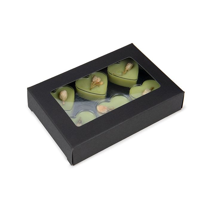 Black Kraft Artisan Candy Box Set, Heart Insert 7x2.1x10.3 cm (25 pieces) [CNDYH274B]