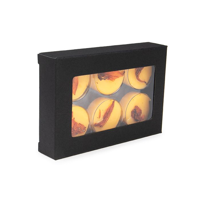 Black Kraft Artisan Candy Box Set, Round Insert 7x2.1x10.3 cm (25 pieces) [CNDYR274B]