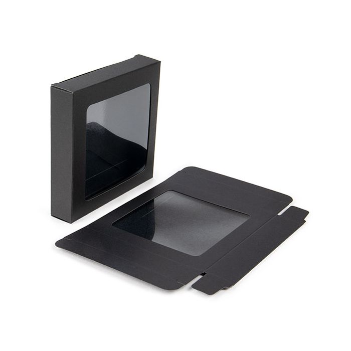 Black Gift Boxes Window Box w/ attached window 10.5x2.2x10.5 cm (25 pieces) [WKRGB245]