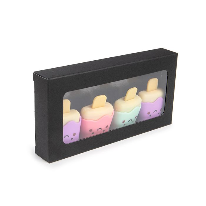 Black Gift Boxes Window Box w/ attached window 7x2.1x13.8 cm (25 pieces) [WKRGB315]
