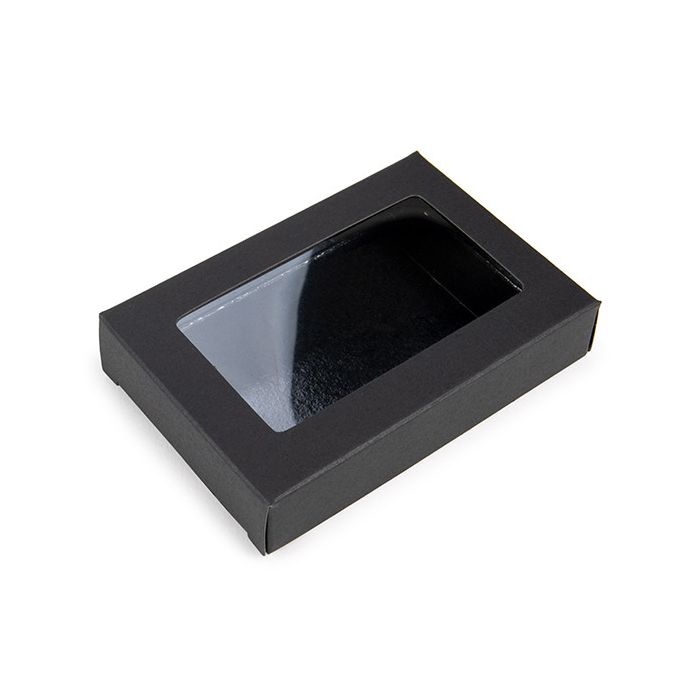 Black Gift Boxes Window Box w/ attached window 7x2.1x10.3 cm (25 pieces) [WKRGB317]