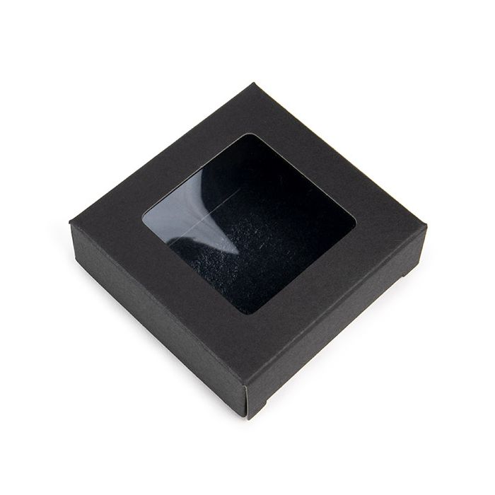 Black Gift Boxes Window Box w/ attached window 7x2.1x6.8 cm (25 pieces) [WKRGB319]