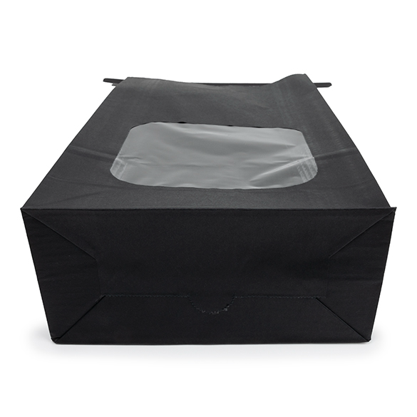 Black Kraft Tin Tie Bag w/ Window 15,2x7x26,7cm (100 pcs) [TTW3B]