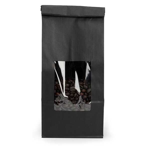 Black Kraft Tin Tie Bag w/ Window 10,8x6,4x26,7cm (100 pcs) [TTW2B]