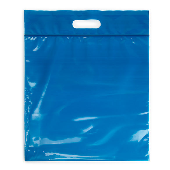Plastic Carrier Bags Blue 22.9x8.2x18.4cm 75 micron (100 pieces) [ZH13BL5]