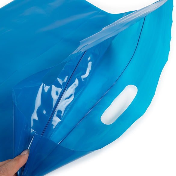 Plastic Carrier Bags Blue 22.9x8.2x18.4cm 75 micron (100 pieces) [ZH13BL5]