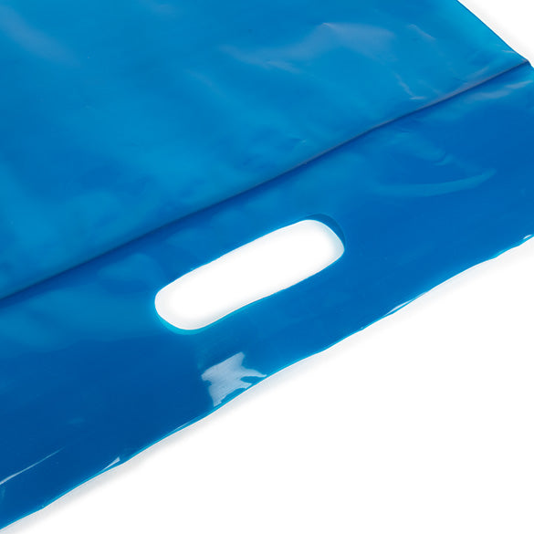 Plastic Carrier Bags Blue 22.9x8.2x18.4cm 75 micron (100 pieces) [ZH13BL5]