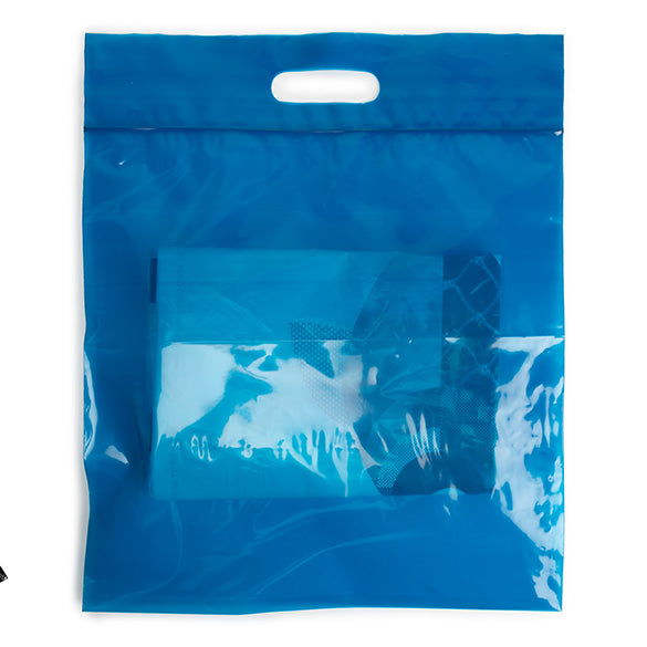 Plastic Carrier Bags Blue 22.9x8.2x18.4cm 75 micron (100 pieces) [ZH13BL5]