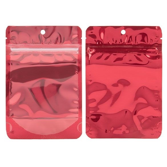 Stand Up Pouches Transparent/Red 10.2x6x15.2cm | 57 grams (100 pieces) [ZBGB2RD]