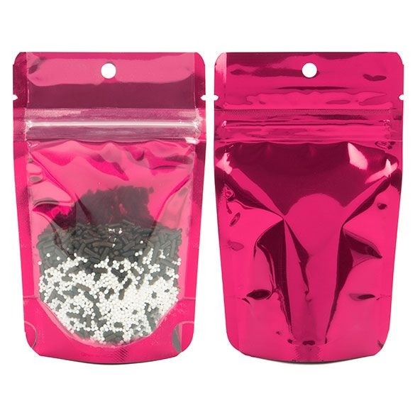 Stand Up Pouches Transparent/Fuchsia 7.9x5.1x13cm | 28 grams (100 pieces) [ZBGB1FS]