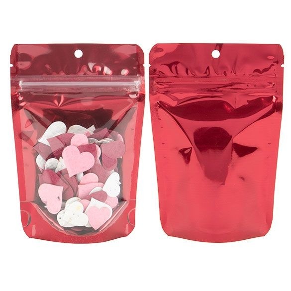 Stand Up Pouches Transparent/Red 10.2x6x15.2cm | 57 grams (100 pieces) [ZBGB2RD]