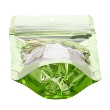 Stand Up Pouches Transparent/Green 7.9x5.1x13cm | 28 grams (100 pieces) [ZBGB1GR]
