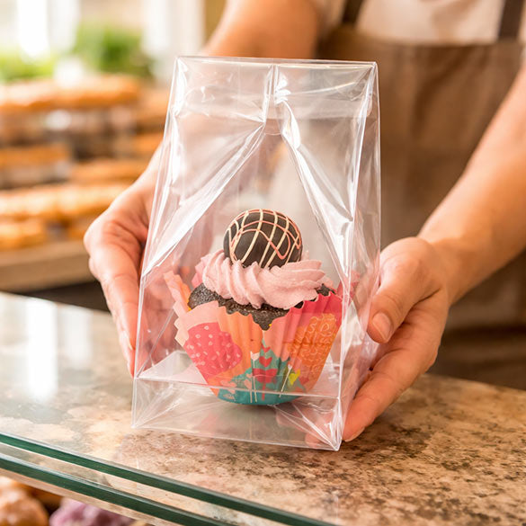 Bags Set for 1 Cupcake 10.2x10.2x22.9cm with White Insert (100 pieces) [CBG4XL]