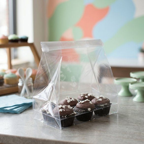 Bags Set for 6 Mini Cupcakes 17.8x10.2x22.9cm with White Insert (100 pieces) [CBG6]