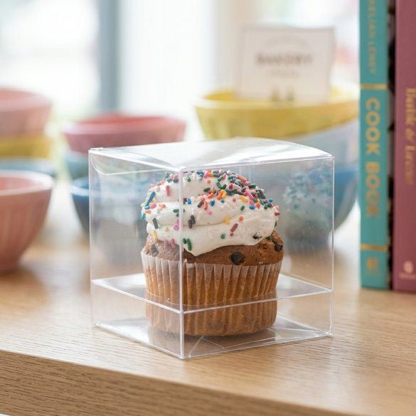 Plastic Gift Boxes for Jumbo Cupcakes 10.2x10.2x10.2cm (100 pieces) [CBS208]