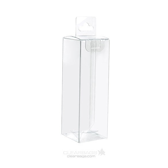 Plastic Gift Boxes 4.3x4.3x13.1cm Crystal Clear with Hanger in middle (25 pieces) [CHFB322]