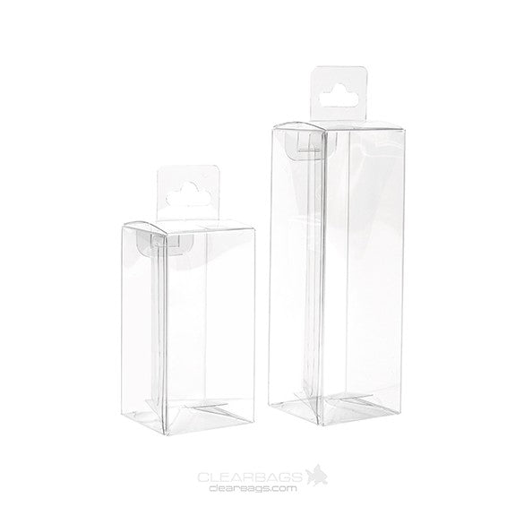 Plastic Gift Boxes 4.3x4.3x8.6cm Crystal Clear with Hanger in middle (25 pieces) [CHFB323]